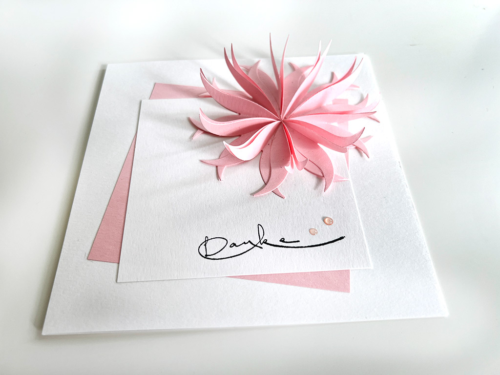 Danke-Karte rosa mit FAltblume